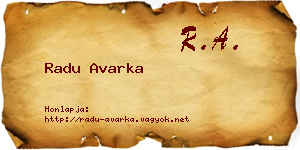 Radu Avarka névjegykártya